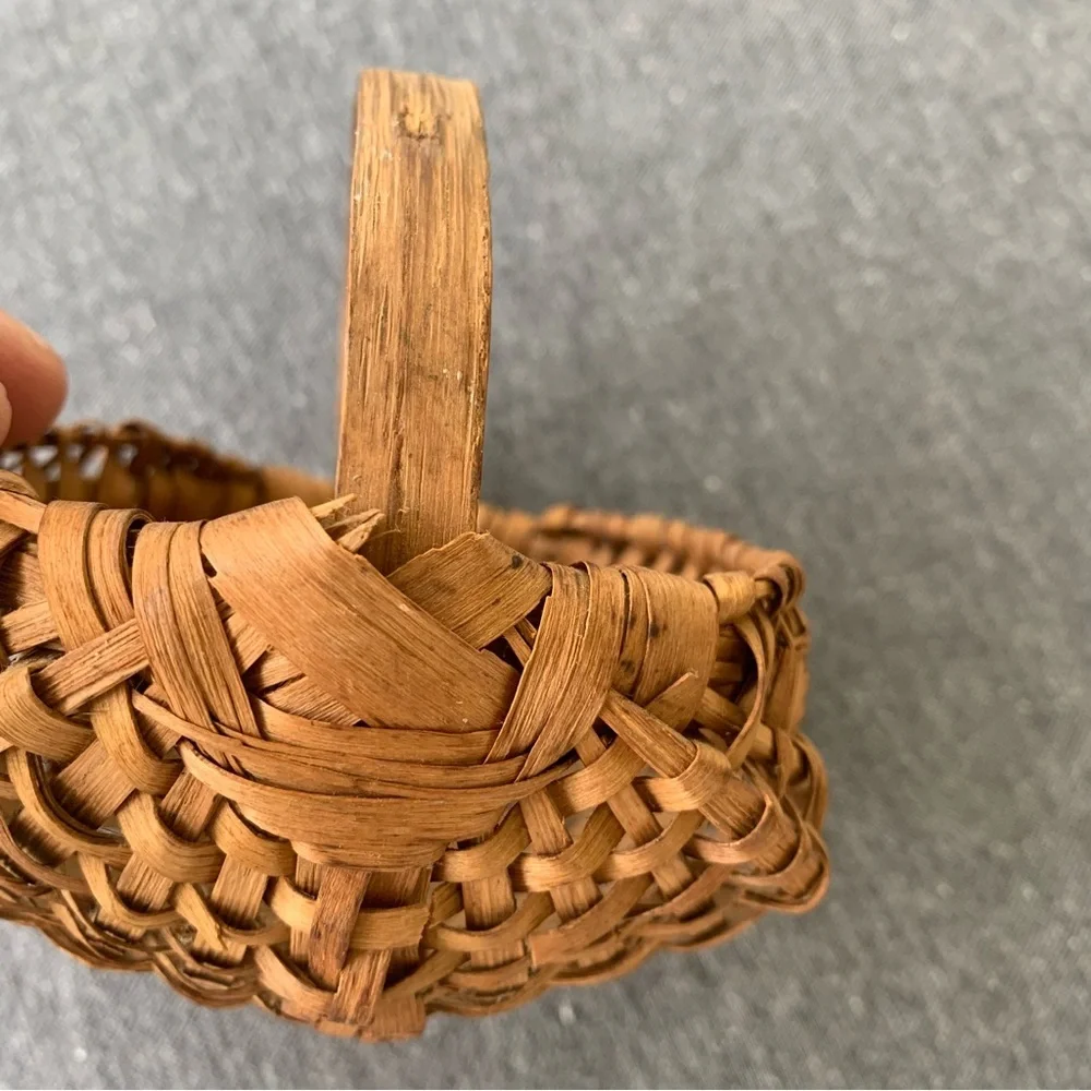 Splint Oak Basket Antique Primitive Fruit Gathering Farmhouse Farm Split